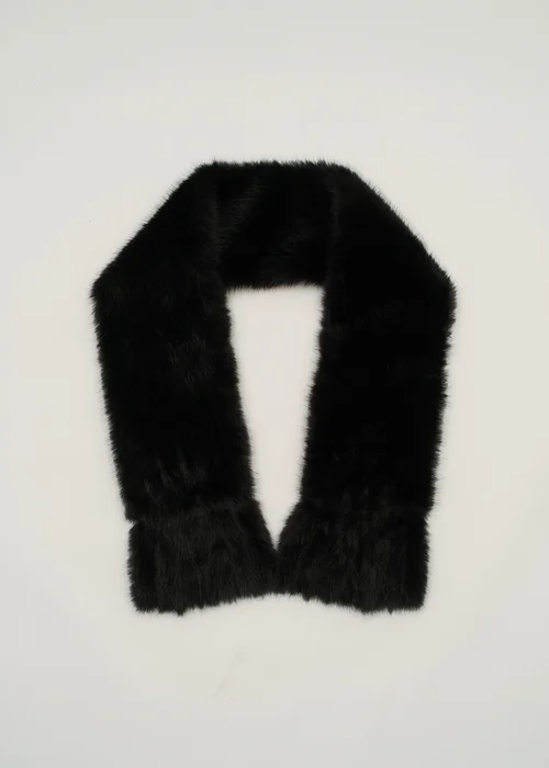 Gini London Black Faux Fur Tassel Scarf - One Size Image 3