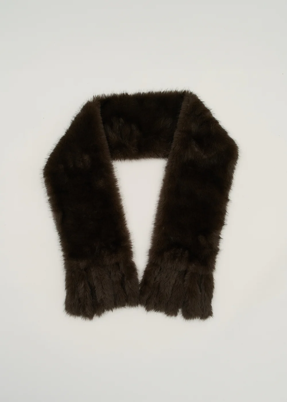 Gini London Brown Faux Fur Tassel Scarf - One Size Image 3