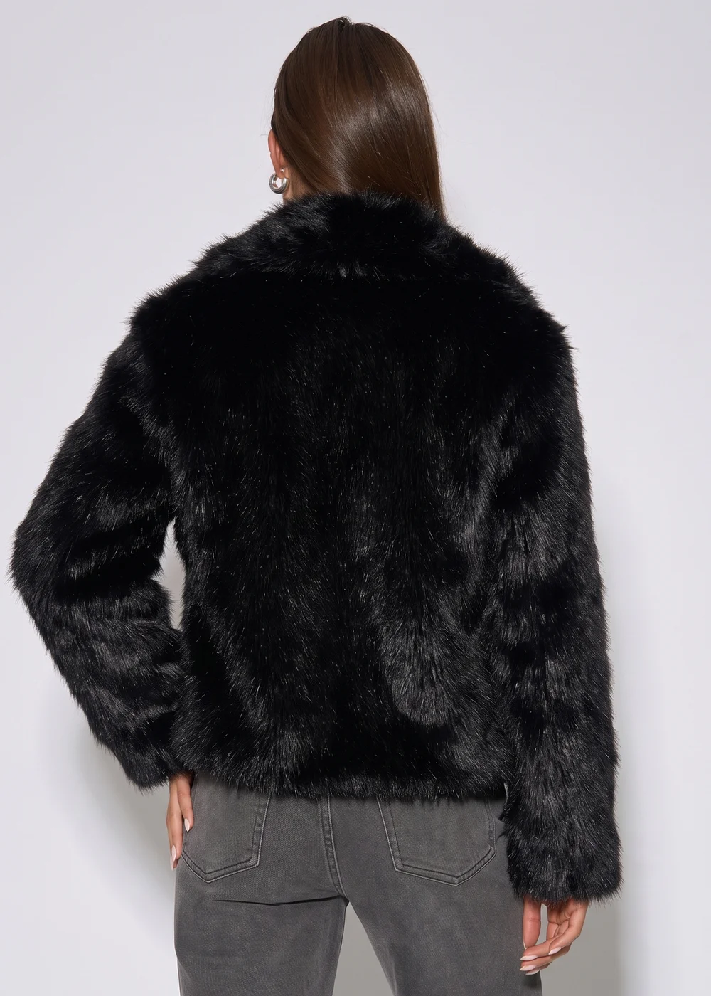 Gini London Black Ombre Lapel Faux Fur Jacket - S/M Image 2