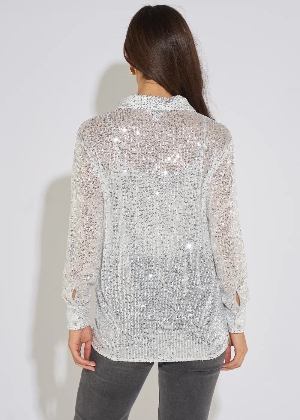 Gini London Silver Sequin Long Sleeves Shirt - 14 Image 2
