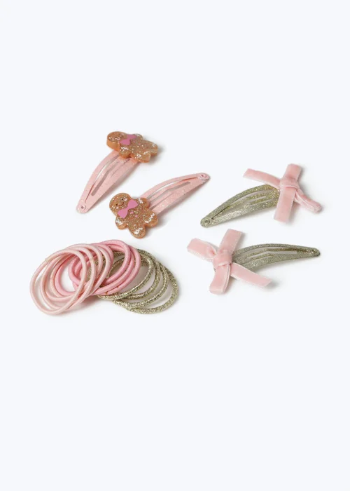 Flitzy Pink Christmas Gingerbread Hair Accessories Set - One Size Image 1