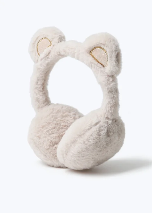 Flitzy Girls Cream Bear Earmuffs - One Size Image 1
