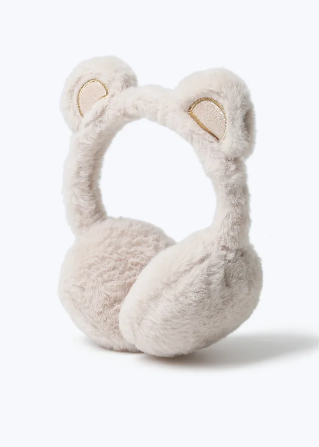 Flitzy Girls Cream Bear Earmuffs