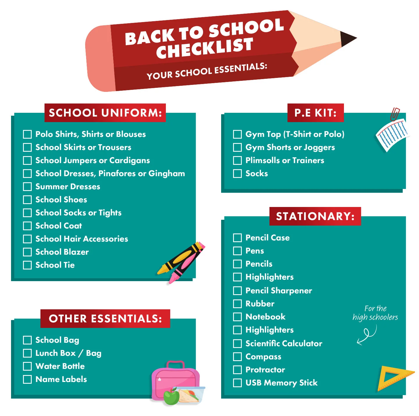 Back To School Checklist - Free Downloadable Checklist